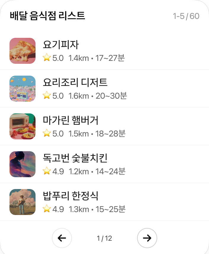 배고픈데 강남역 주변 배달 가능한 음식점 추천해줘