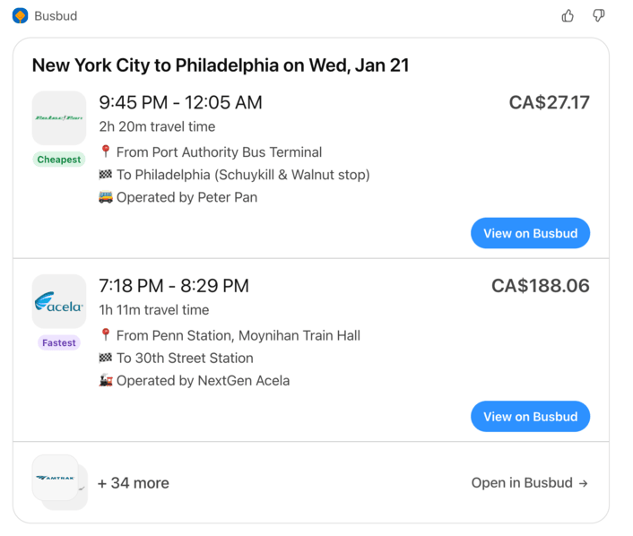 I want to travel from New York to Philadelphia
