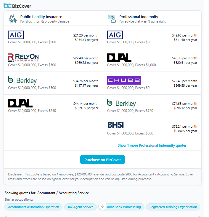 BizCover AU screenshot 1