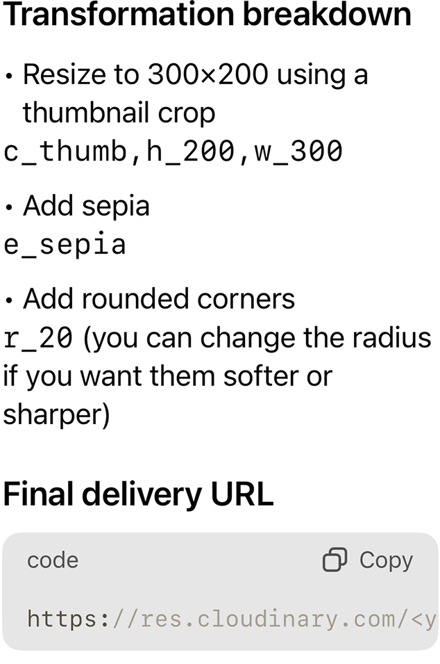 @Cloudinary create a 300x200 thumbnail version with a sepia effect and rounded corners