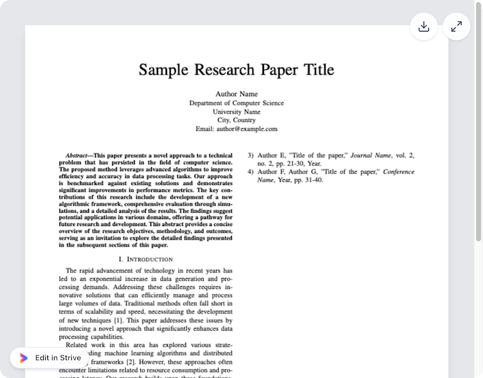 @Strive create a IEEE styled research paper with two-columns