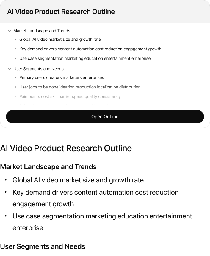 @Outliner Generate a research-oriented outline for “AI Video”
