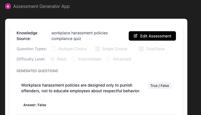 Assessment Generator screenshot 1