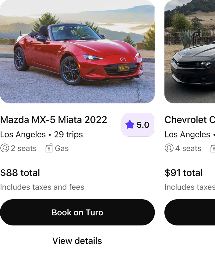 @Turo find me a budget-friendly convertible to pick up at LAX next weekend
